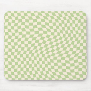 Mousepad Estética Verde Padrão Verificada com Onda Retroa
