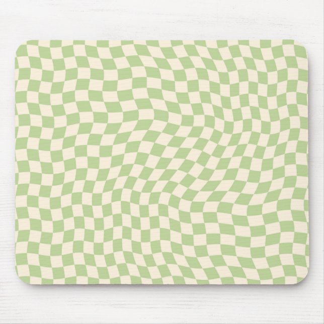 Mousepad Estética Verde Padrão Verificada com Onda Retroati (Frente)