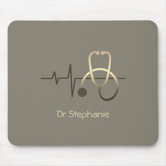 Mousepad Estetoscópio Batimento Cardíaco Médico (Frente)