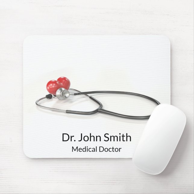 Mousepad Estetoscópio com Coração | Cuidados Médicos & Saúd (Com mouse)