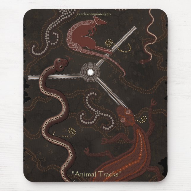 Mousepad Estilo aborígene australiano Kangaroo & Lizards (Frente)