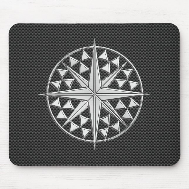 Mousepad Estilo Cromo Estrela de Compass Náutica com Fibra  (Frente)