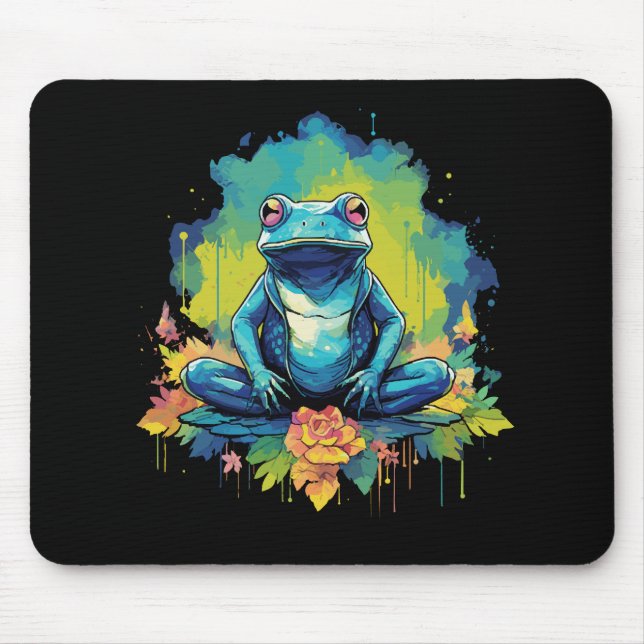 Mousepad Estilo de Aquarela do Sapo Yoga (Frente)
