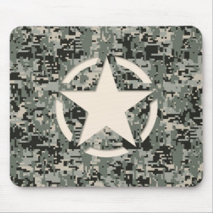 Mousepad Estilo de Estêncil Estrela Camuflagem Digital Khak