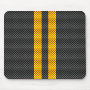 Mousepad Estilo de Fibra de Carbono de Corridas Amarelas Vi
