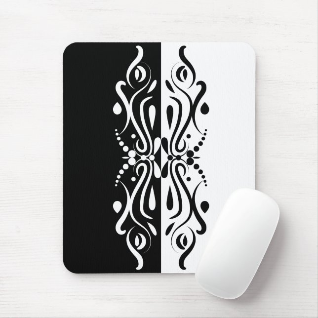 Mousepad Estilo de Harlequin Abstrato branco e preto elegan (Com mouse)