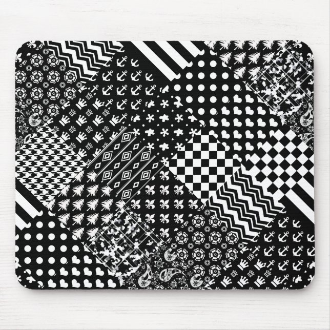 Mousepad Estilo de Padrão Misto Preto Minimalista (Frente)