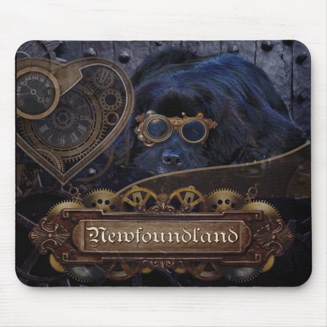 Mousepad Estilo de Steampunk do cão de Terra Nova! (Frente)