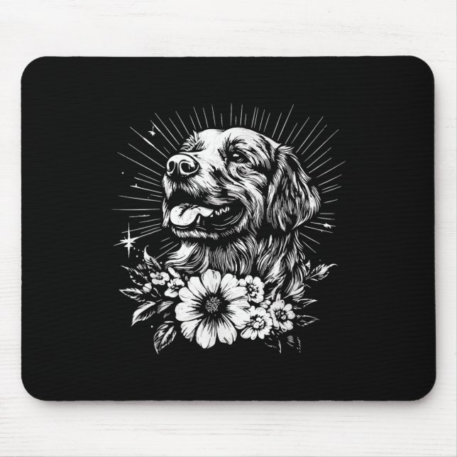 Mousepad Estilo de Tatuagem Ouro do Lover Retriever Cão Ret (Frente)