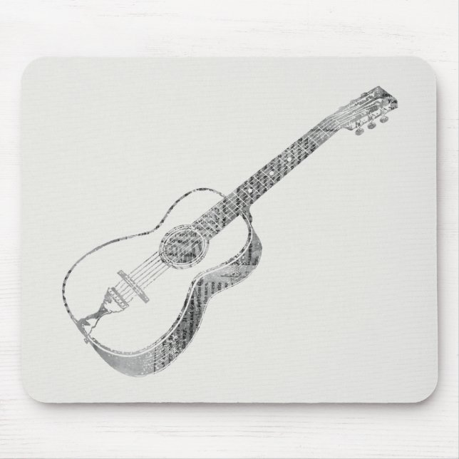 Mousepad Estilo de Texto do Jornal de Guitarra Acústica (Frente)