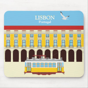 Mousepad Estilo de vintagem do elétrico amarelo de Lisboa