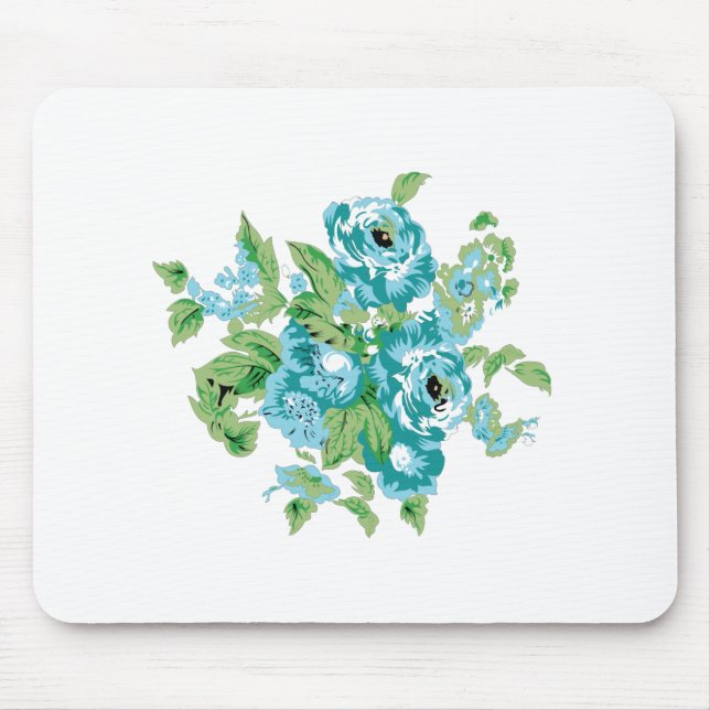 Mousepad Estilo Decorativo, Mint Cream, Fountain Blue, Teal (Frente)