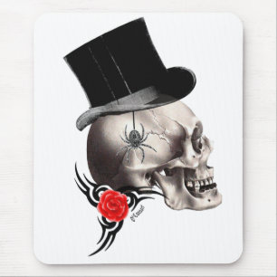 Mousepad Estilo do crânio gótico e da tatuagem do rosa