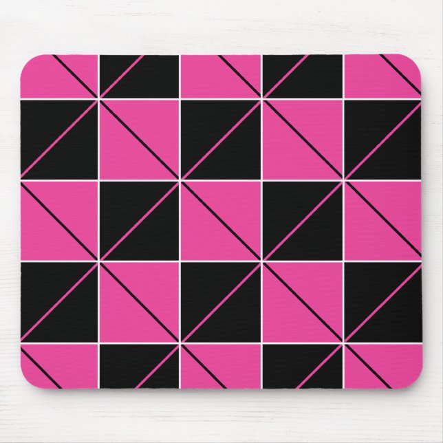 Mousepad Estilo do Quadro de Verificação Rosa e Preto (Frente)