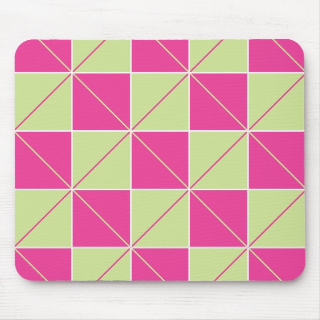 Mousepad Estilo do Quadro de Verificação Rosa e Verde (Frente)
