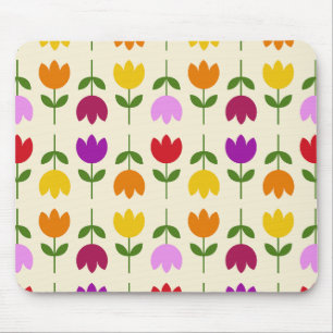 Mousepad Estilo escandinavo Colorido no Padrão de Flor Crm