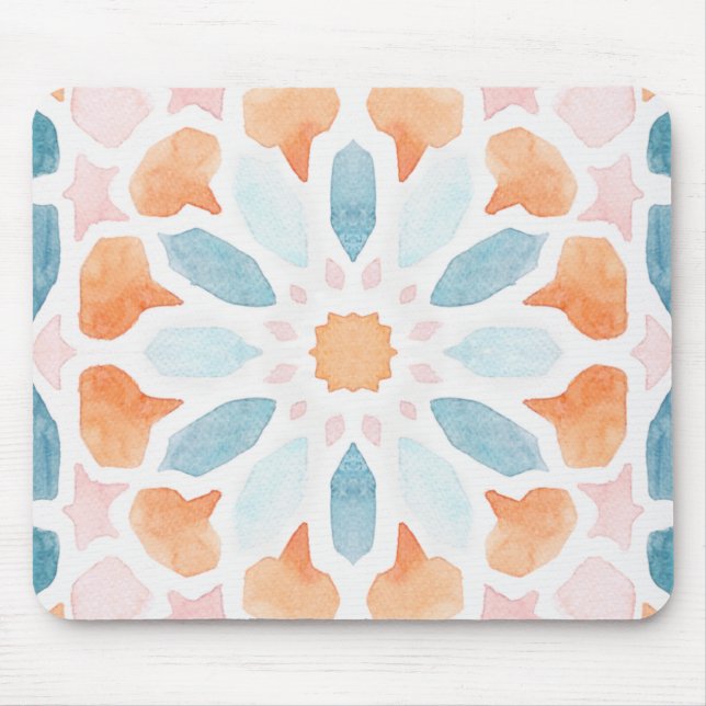 Mousepad Estilo marroquino no estilo azul e laranja 2 (Frente)