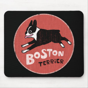 Mousepad Estilo Retro Legal de Boston Terrier Cão-de-cart