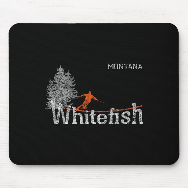 Mousepad Estilo Whitefish Montana Vintage Skiing, 1980 (Frente)