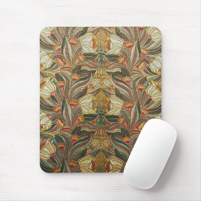 Mousepad Estilo William Morris Rosa Verde Botânico (Com mouse)