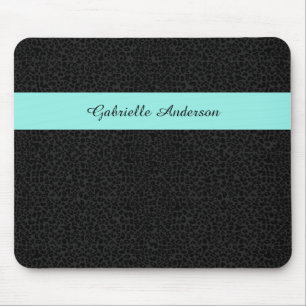 Mousepad Estirpe Aqua Preta Moderna Impressão de Leopardo c