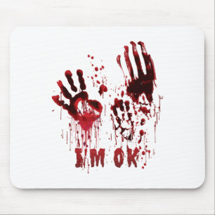 Mousepad Estou bem, Sangue de Mão Zombie Halloween