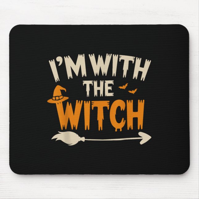 Mousepad Estou Com a Bruxa Camisa de Halloween do Marido En (Frente)