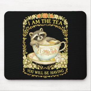 Mousepad Estou o chá vai ter guaxinim engraçado britânico