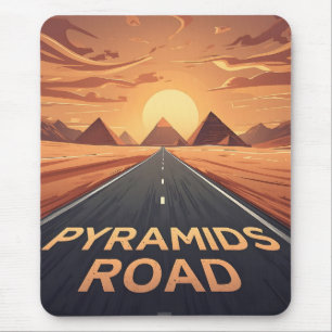 Mousepad Estrada das Pirâmides Douradas Egito Pôr do Sol Ar