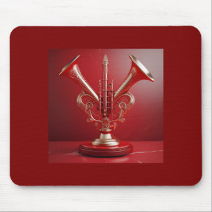 Mousepad Estranho Instrumento Horn Descansado Em Pedestal