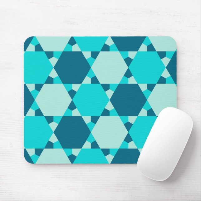 Mousepad Estrela Azul do Padrão de Ilusão Óptica David (Com mouse)