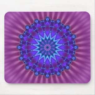 Mousepad Estrela da mandala na flor magenta do azul
