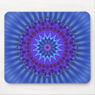 Mousepad Estrela da mandala na flor real do azul  