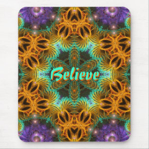 Mousepad Estrela de Arte Fraxtal Laranja Aqua Roxo