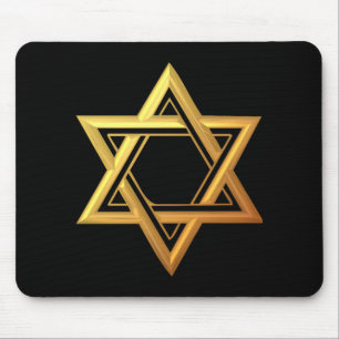 Mousepad estrela de David dourada "3-D"