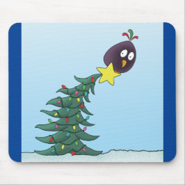 Mousepad Estrela de Natal de Pássaro de Cartoon