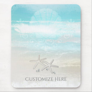 Mousepad Estrela do Mar Branca da Praia Elegante Chic Tropi
