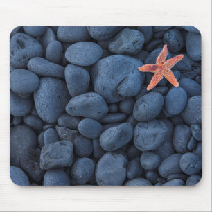 Mousepad Estrela do mar em rochas pretas ao longo da costa