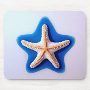 Mousepad Estrela-do-mar Laranja em Azul