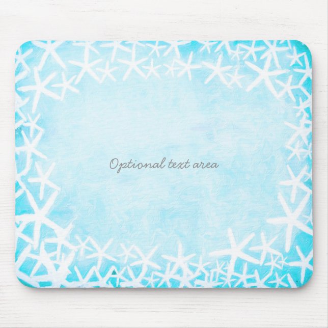 Mousepad Estrela-do-mar Pintada Azul Aqua Praia Tropical Pe (Frente)