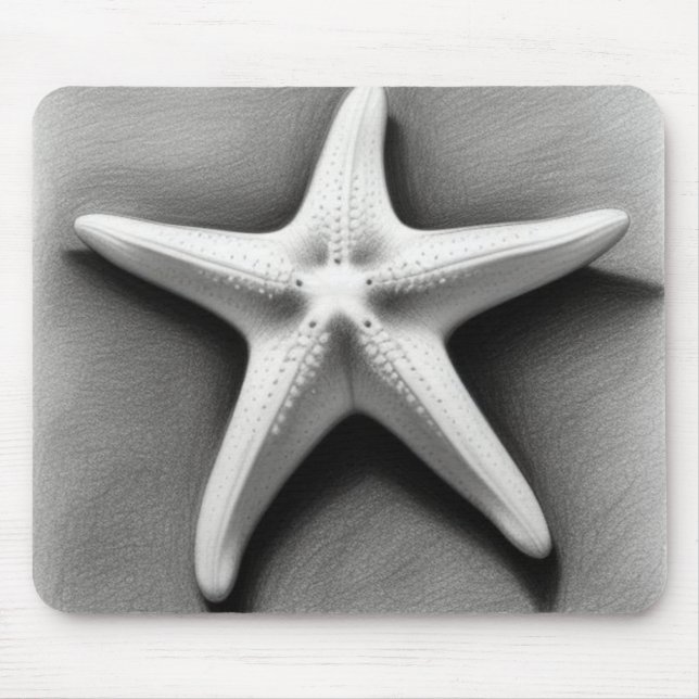 Mousepad Estrela-do-mar Preta e Branca (Frente)