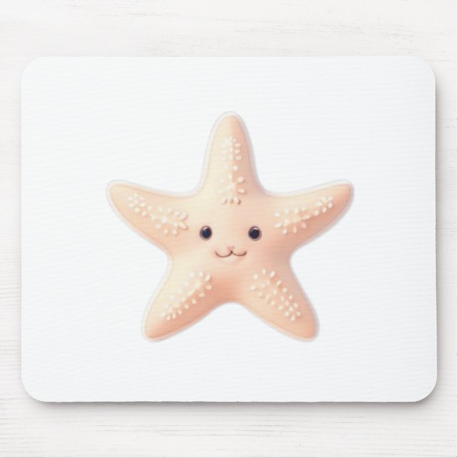 Mousepad Estrela-do-mar Rosa Fofa (Frente)