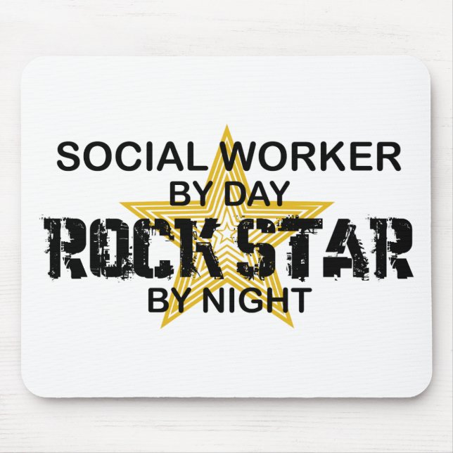 Mousepad Estrela do rock do assistente social em a noite (Frente)