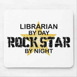 Mousepad Estrela do rock do bibliotecário em a noite