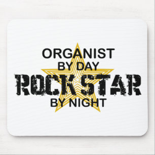 Mousepad Estrela do rock do organista em a noite