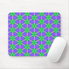 Mousepad Estrela Geométrica em Roxo, Verde e Amarelo