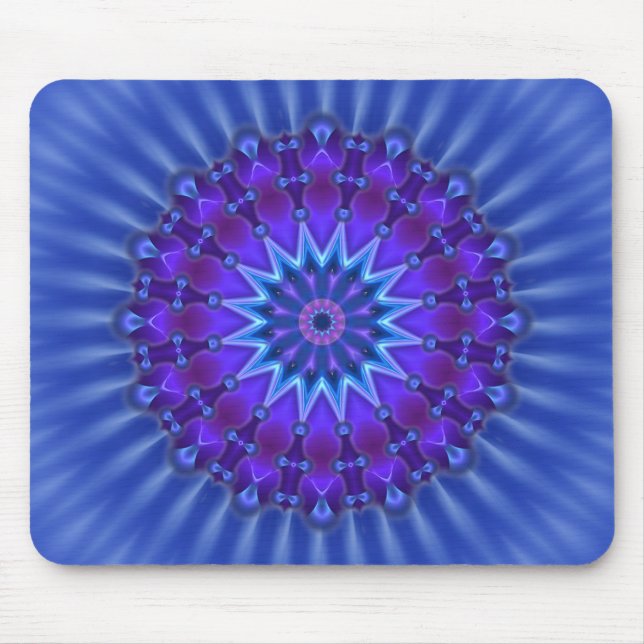 Mousepad Estrela Mandala em azul | flor real (Frente)