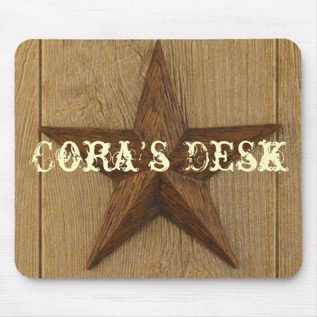 Mousepad estrela na madeira, a mesa de Cora (Frente)