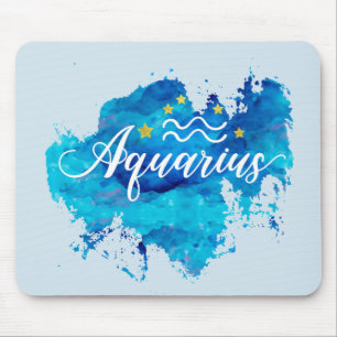 Mousepad Estrelas azuis do ouro da aguarela do Aquário do