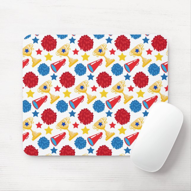 Mousepad Estrelas Azuis Vermelhas Amarelas Pom Poms de Líde (Com mouse)